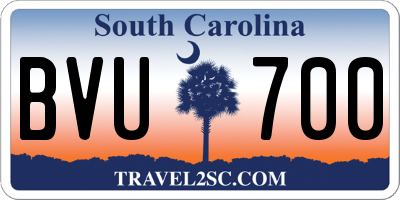 SC license plate BVU700