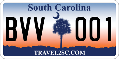 SC license plate BVV001