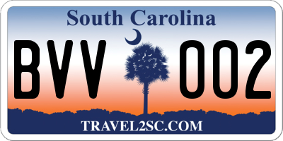 SC license plate BVV002