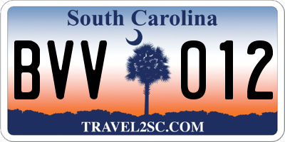 SC license plate BVV012