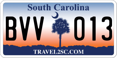 SC license plate BVV013