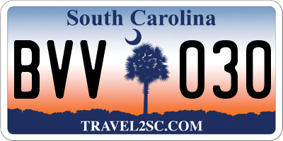 SC license plate BVV030
