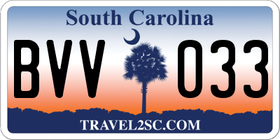 SC license plate BVV033