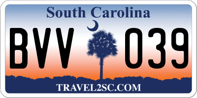 SC license plate BVV039