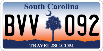 SC license plate BVV092