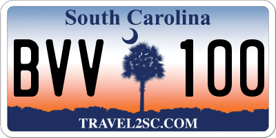 SC license plate BVV100