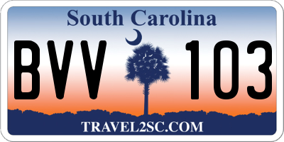 SC license plate BVV103