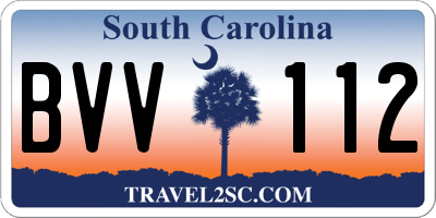 SC license plate BVV112