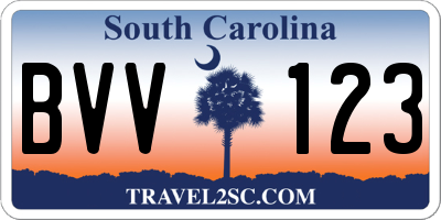 SC license plate BVV123