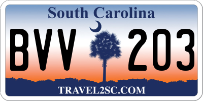 SC license plate BVV203