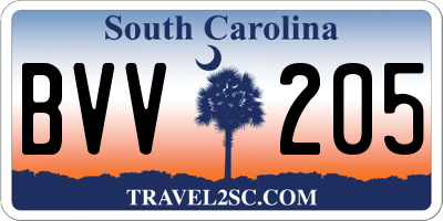 SC license plate BVV205
