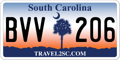 SC license plate BVV206