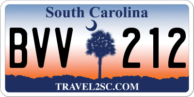 SC license plate BVV212