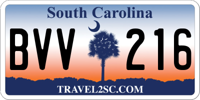 SC license plate BVV216