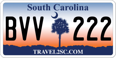 SC license plate BVV222