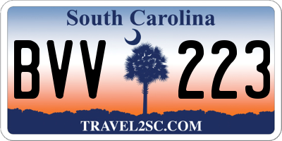 SC license plate BVV223