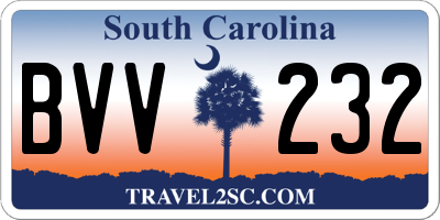 SC license plate BVV232
