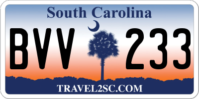 SC license plate BVV233
