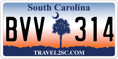 SC license plate BVV314