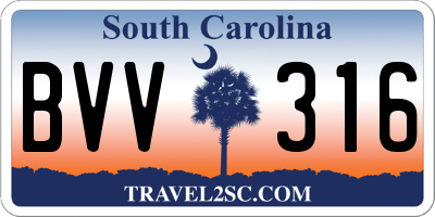 SC license plate BVV316