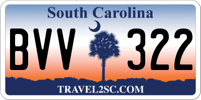 SC license plate BVV322