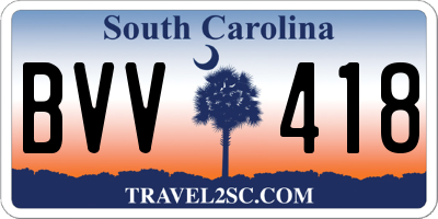 SC license plate BVV418