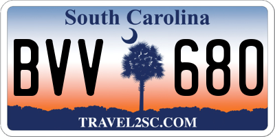 SC license plate BVV680