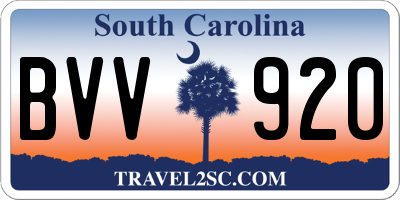 SC license plate BVV920