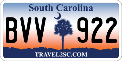 SC license plate BVV922