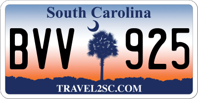 SC license plate BVV925