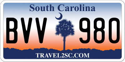 SC license plate BVV980