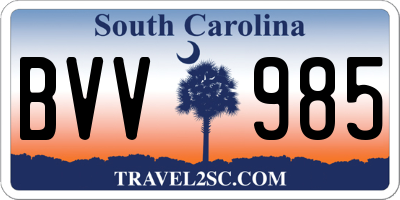 SC license plate BVV985
