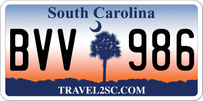 SC license plate BVV986