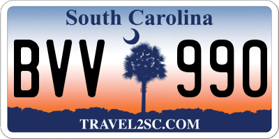 SC license plate BVV990