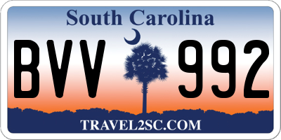 SC license plate BVV992