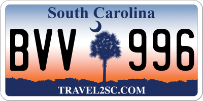 SC license plate BVV996