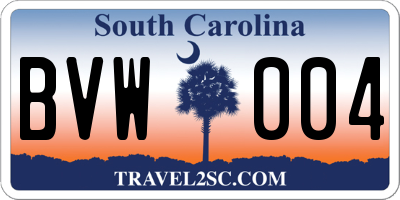 SC license plate BVW004