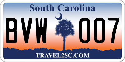 SC license plate BVW007