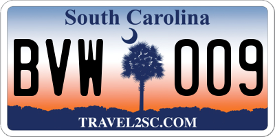 SC license plate BVW009