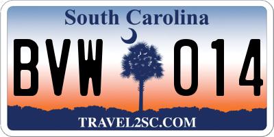 SC license plate BVW014