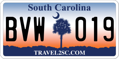 SC license plate BVW019