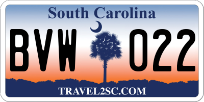 SC license plate BVW022