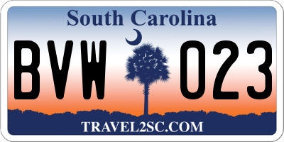 SC license plate BVW023