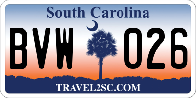 SC license plate BVW026