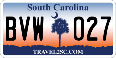 SC license plate BVW027