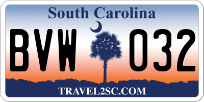 SC license plate BVW032