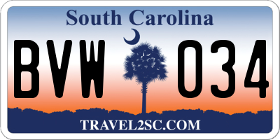 SC license plate BVW034