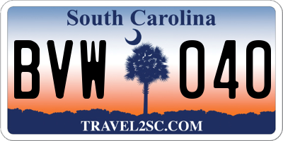 SC license plate BVW040