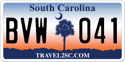 SC license plate BVW041