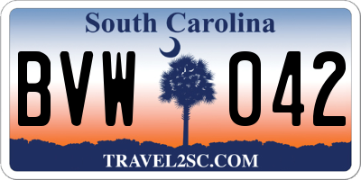 SC license plate BVW042